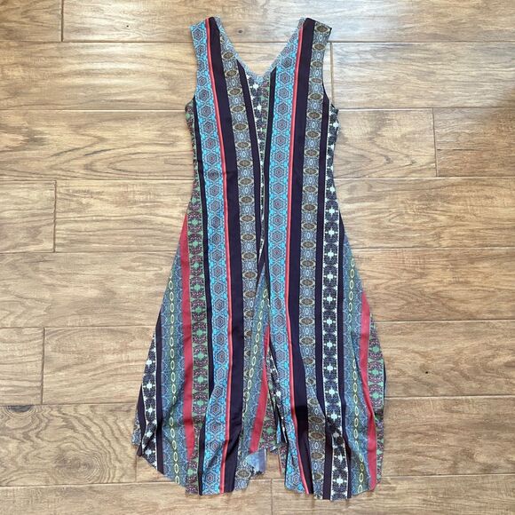 Tahari Dress Size XS Multicolor Tile Stripe Midi V-Neck Sleeveless - Picture 2 of 9